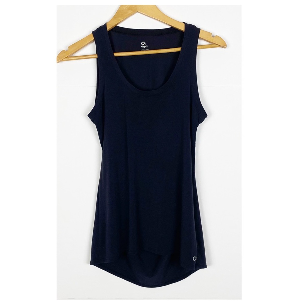 Gap Fit Breathe Open Drape Back Black Tank Top Size XS